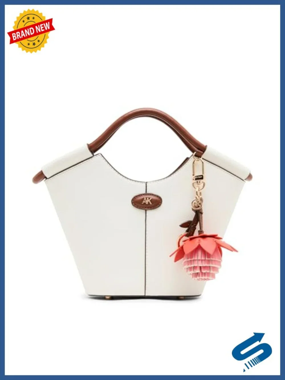 Small Tote with Bag Charm Floral Bucket Handbag